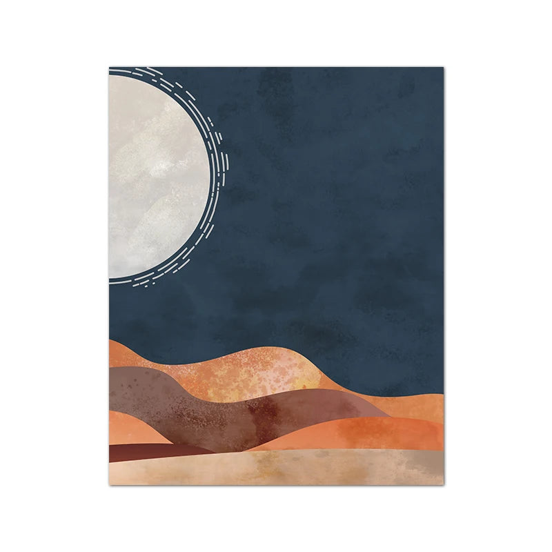 Desert Landscape Wall Art Unframed Boho Sun And Moon