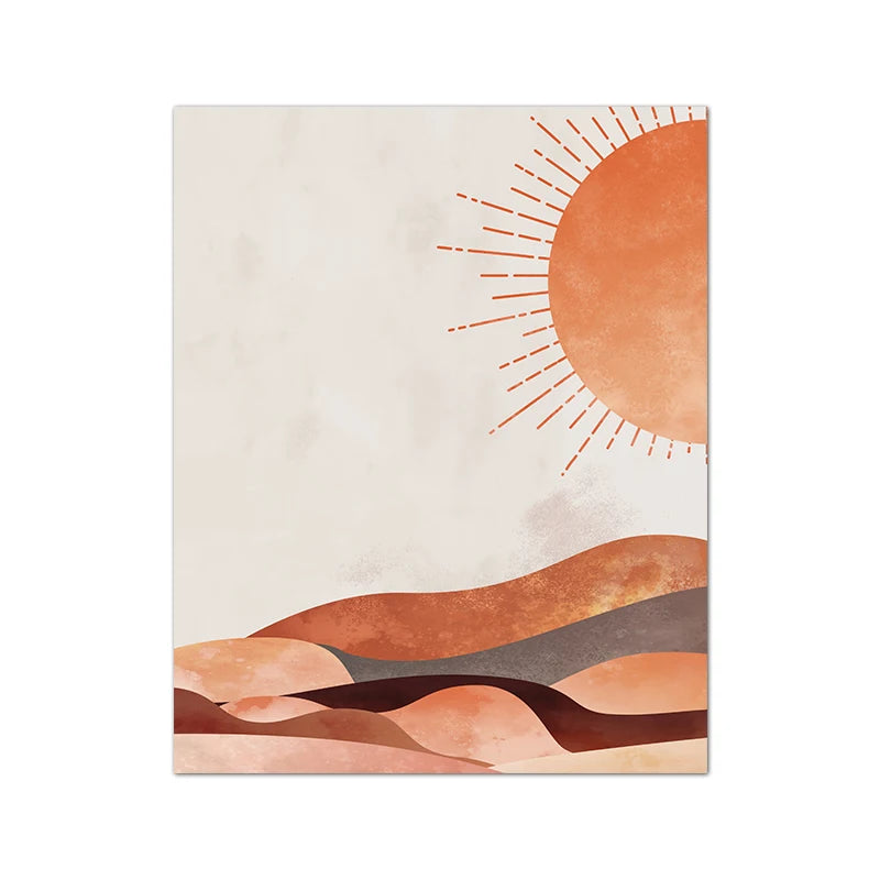 Desert Landscape Wall Art Unframed Boho Sun And Moon