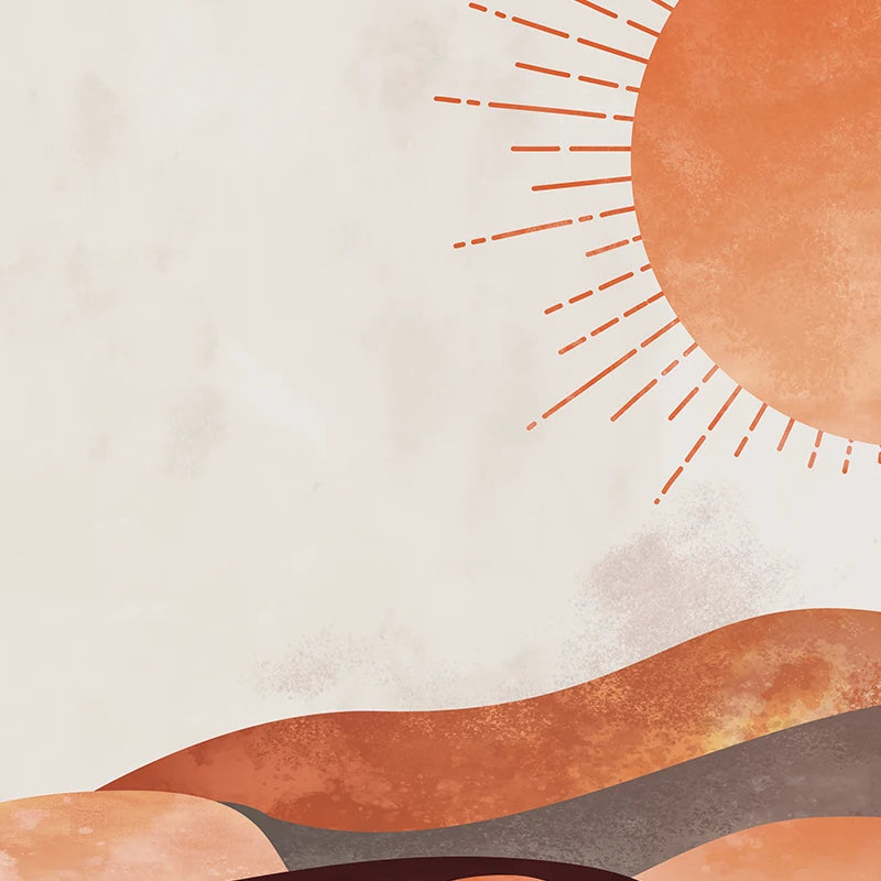 Desert Landscape Wall Art Unframed Boho Sun And Moon