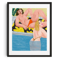 Modern Figurative Wall Art Poster Abstract Pool Scene Canvas