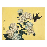 Wall Art Japanese Style Hydrangea And Swallow