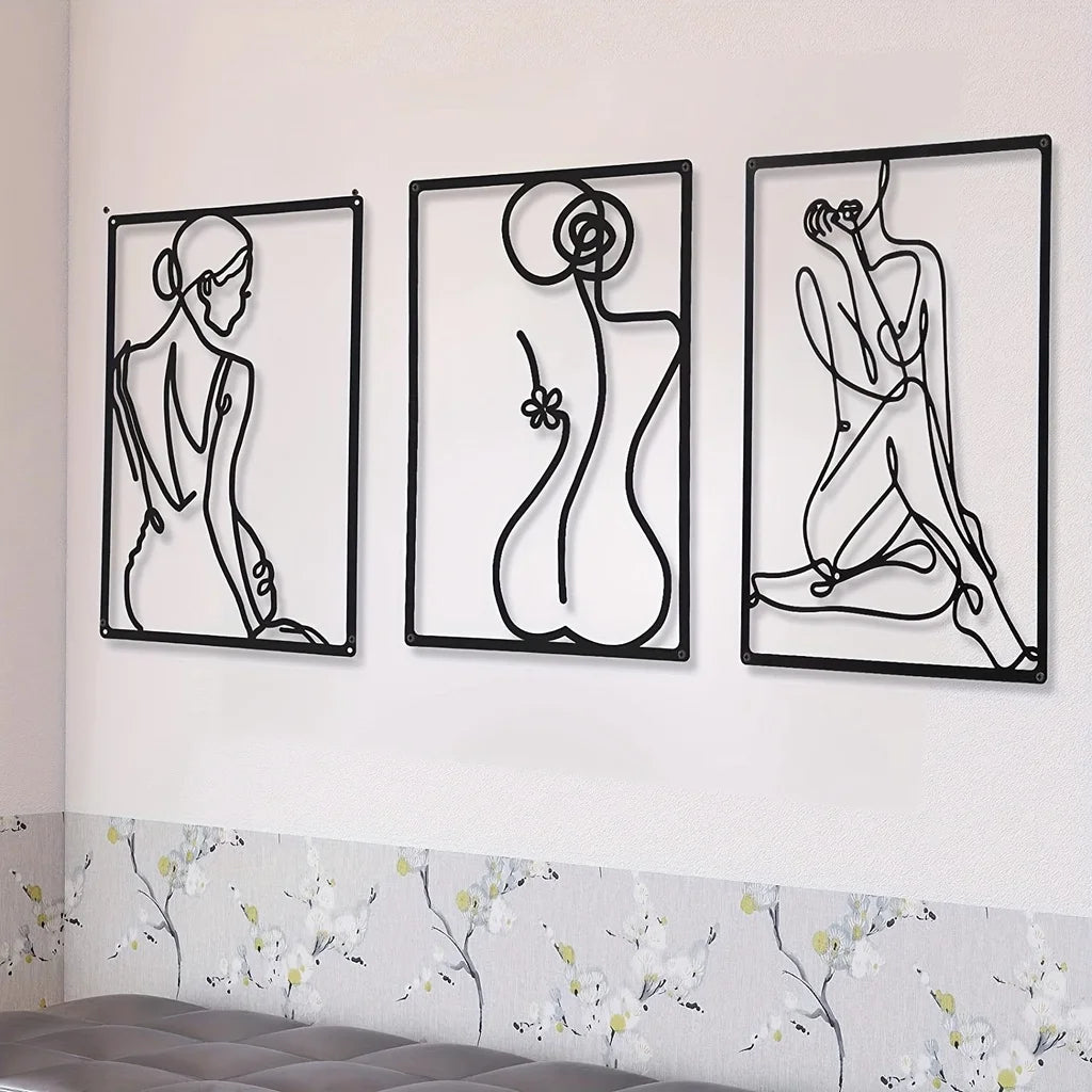 Bedroom Abstract Art Metal Female Silhouette