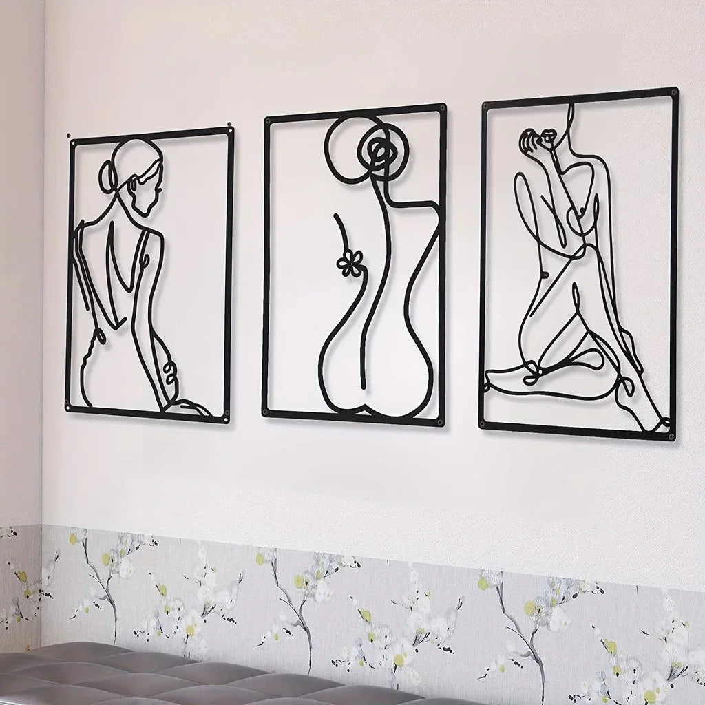 Bedroom Abstract Art Metal Female Silhouette
