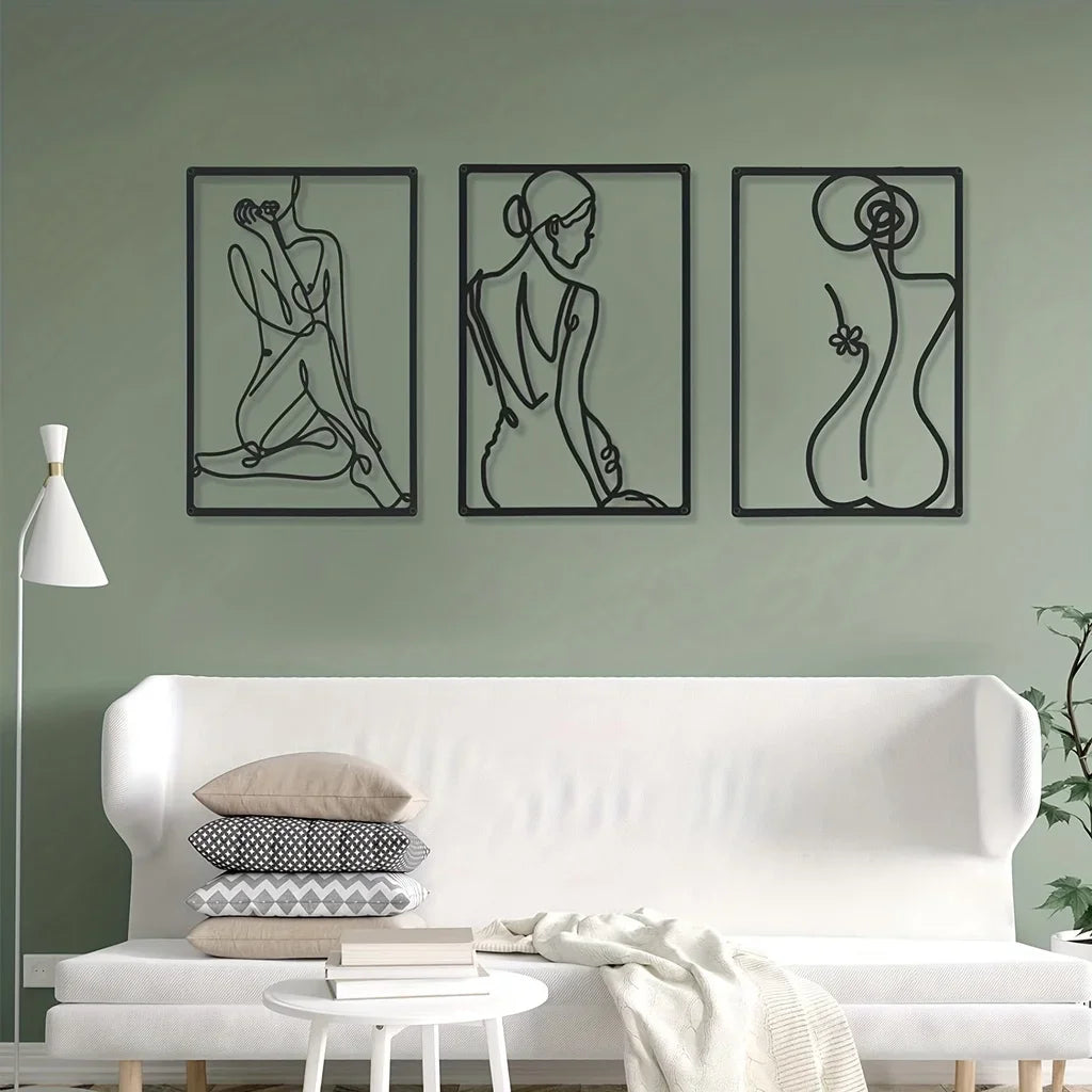 Bedroom Abstract Art Metal Female Silhouette