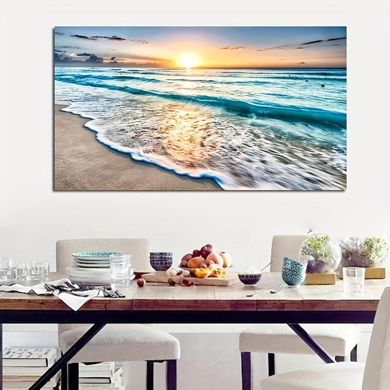Wall Art Canvas Beach Sunset Unframed