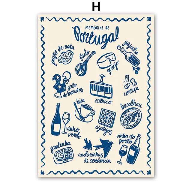 Wall Art For Living Rooms Portuguese Culture Theme Blue And Cream