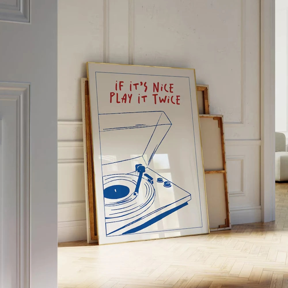 Retro Music Canvas Wall Art Unframed