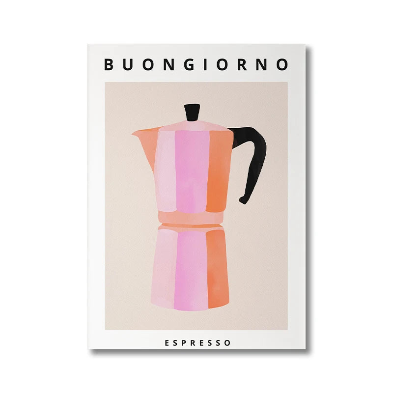 Italian Kitchen Wall Art Buongiorno Espresso Moka Pot