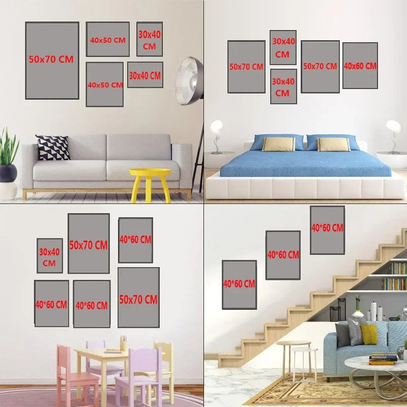 Home Decor Japanese Anime Black And White Wall Art Unframed Canvas