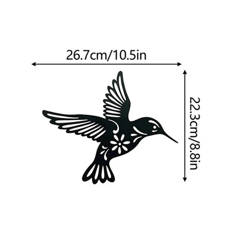 Wall Art Metal Black Hummingbird Silhouette