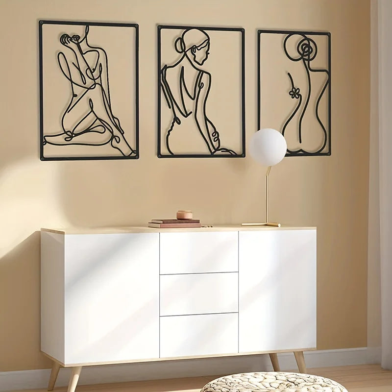 Bedroom Abstract Art Metal Female Silhouette