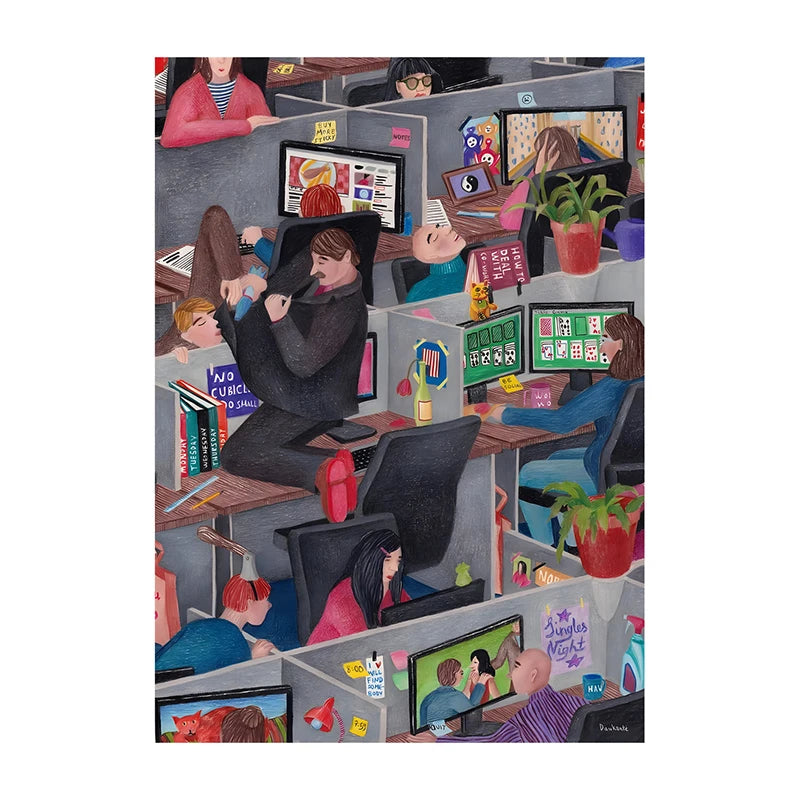 Wall Art Office Cubicle Cartoon Illustration Unframed Canvas Print