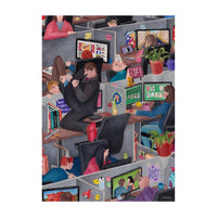 Wall Art Office Cubicle Cartoon Illustration Unframed Canvas Print