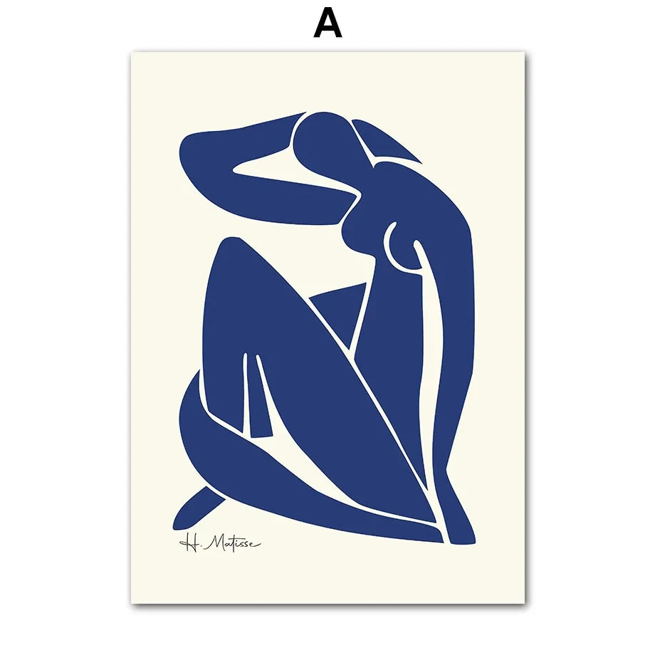 Modern Wall Pictures Matisse Inspired Blue Abstract Figure