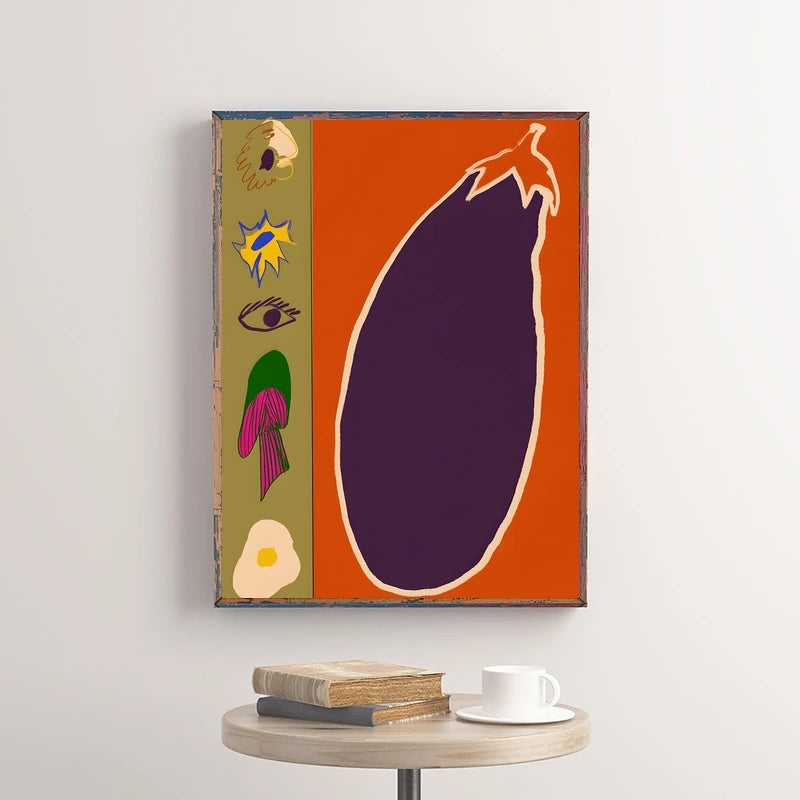 Abstract Eggplant Canvas Wall Art Illustration