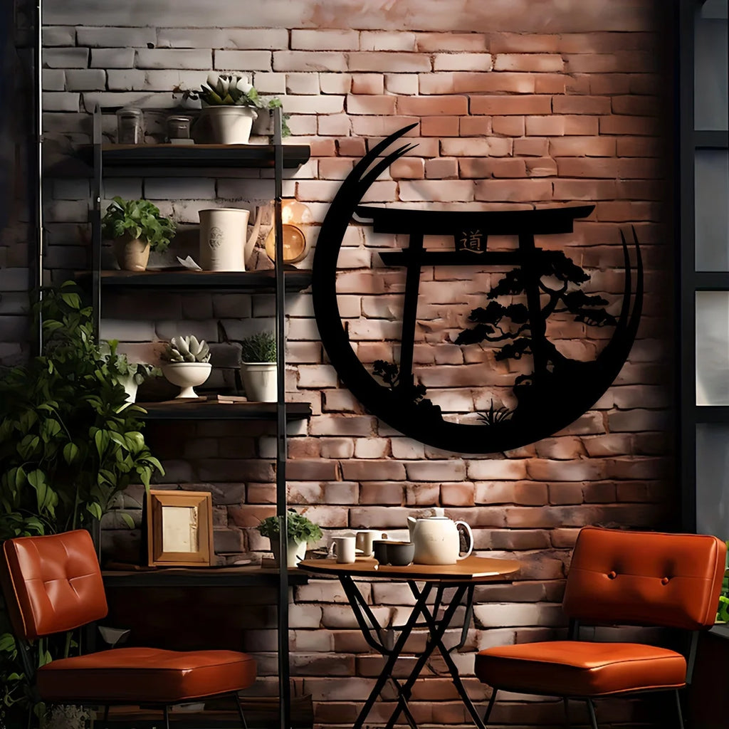 Wall Art Iron Metal Bonsai Tree & Torii Gate