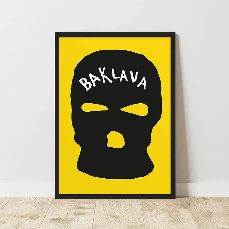 Yellow Balaclava Graphic Wall Art Poster Unframed Canvas