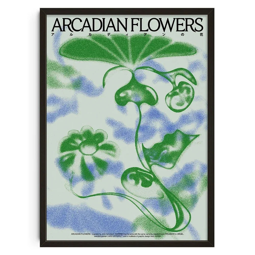 Vintage Abstract Botanical Wall Art Arcadian Flowers Japanese