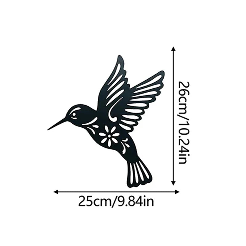 Wall Art Metal Black Hummingbird Silhouette