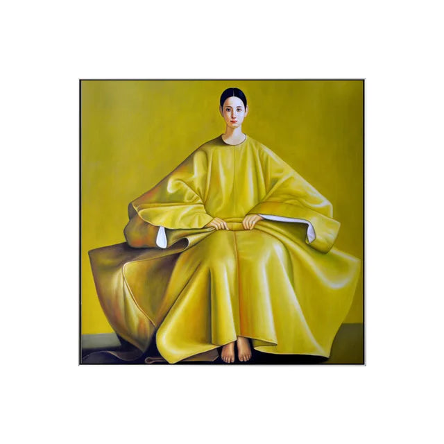 Yellow Portrait Wall Art East Asian Woman