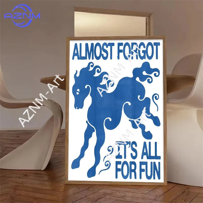 Wall Art Unframed Blue Horse Quote