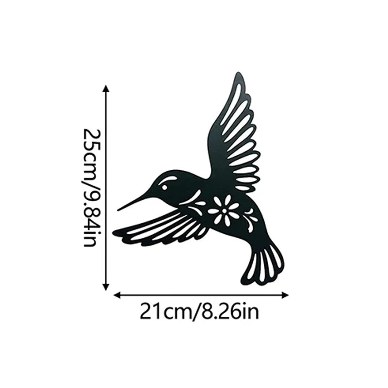 Wall Art Metal Black Hummingbird Silhouette