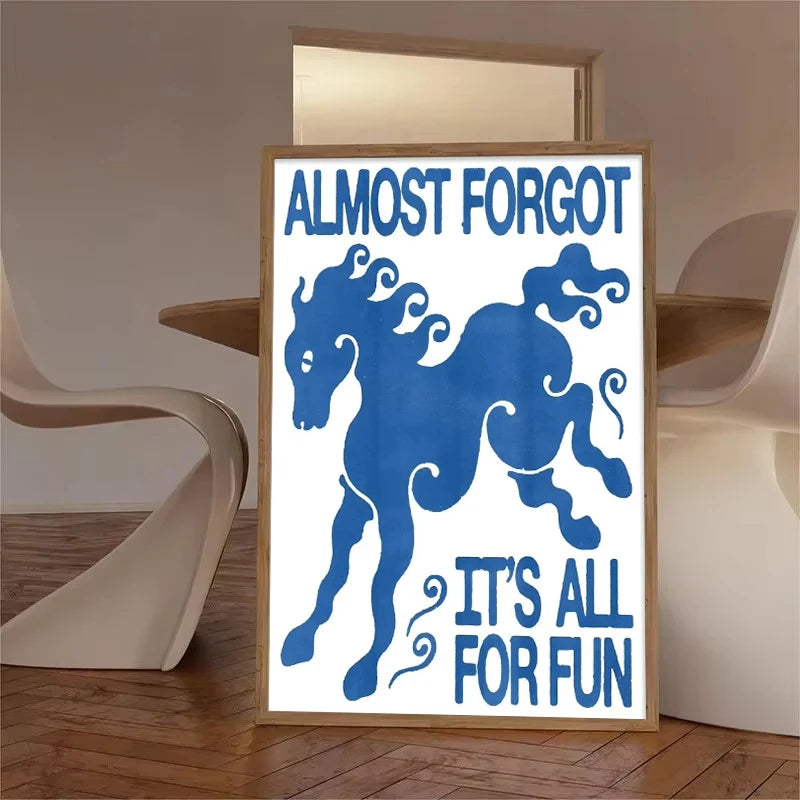 Wall Art Unframed Blue Horse Quote