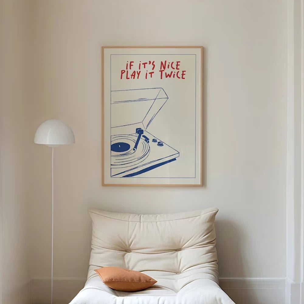 Retro Music Canvas Wall Art Unframed