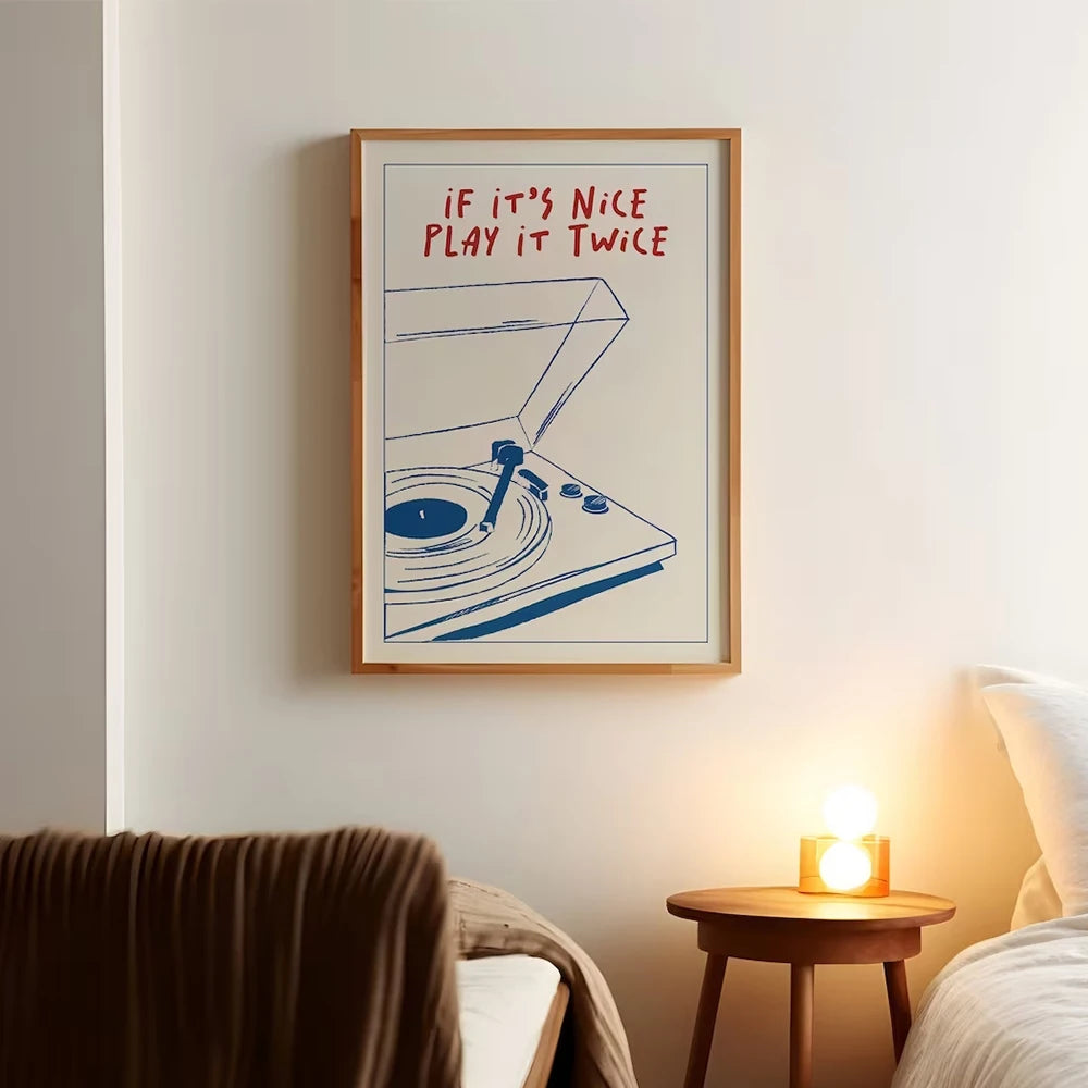 Retro Music Canvas Wall Art Unframed