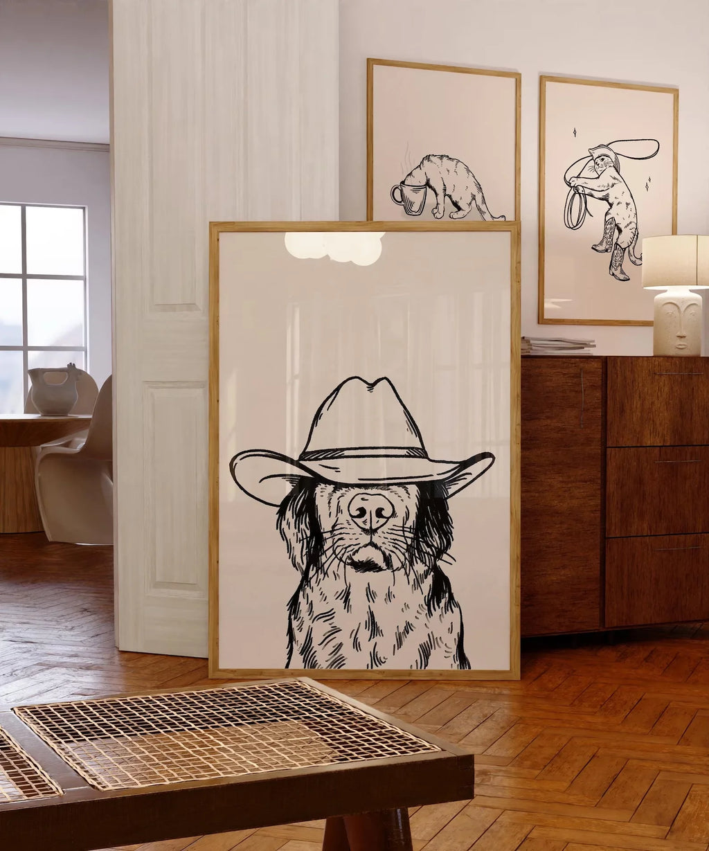 Cowboy Dog Canvas Wall Art
