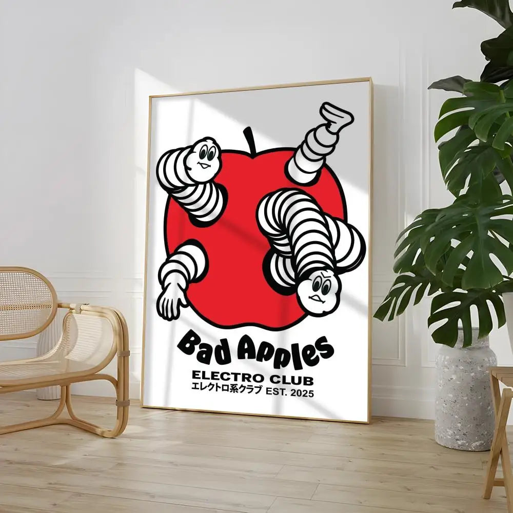 Wall Art Paper Bad Apples Graphic Unframed