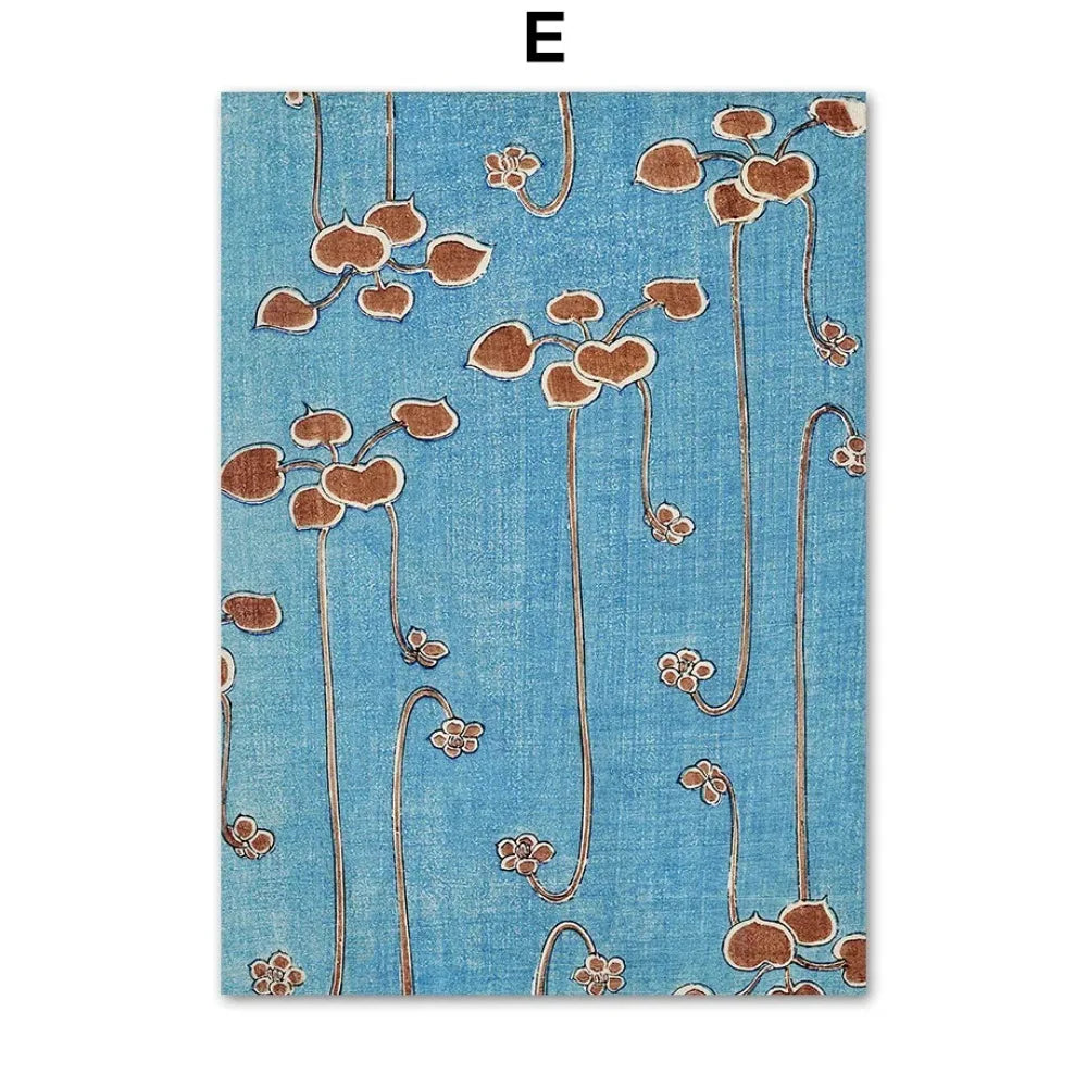 Textile Wall Art Japanese Botanical Unframed