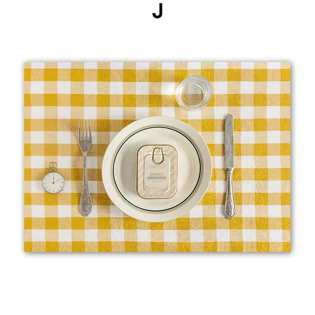 Sardine Can Canvas Wall Art Yellow Checkered