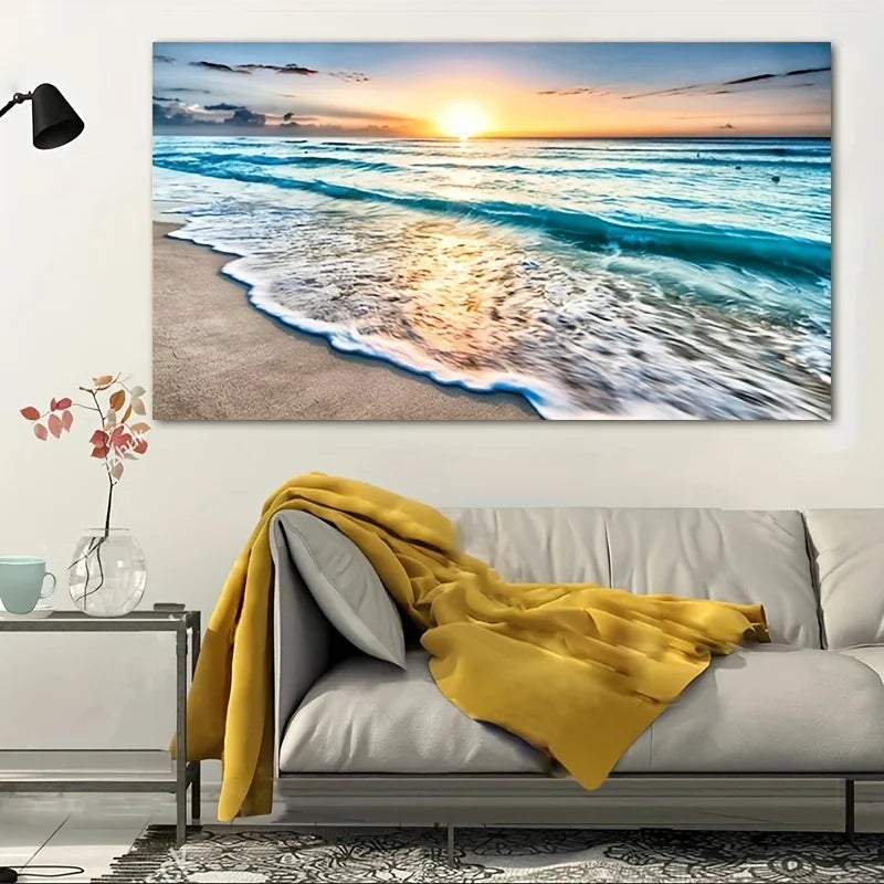 Wall Art Canvas Beach Sunset Unframed