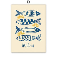 Sardines Canvas Wall Art Lemon