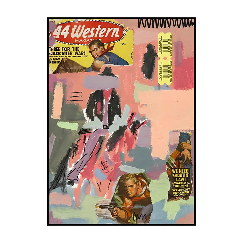 Wall Art Abstract Western Collage Unframed Canvas