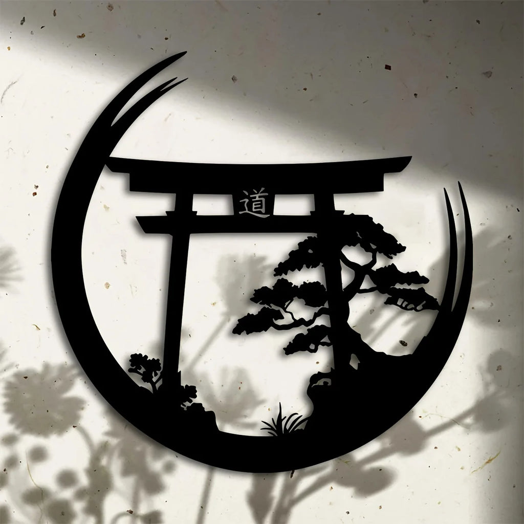 Wall Art Iron Metal Bonsai Tree & Torii Gate