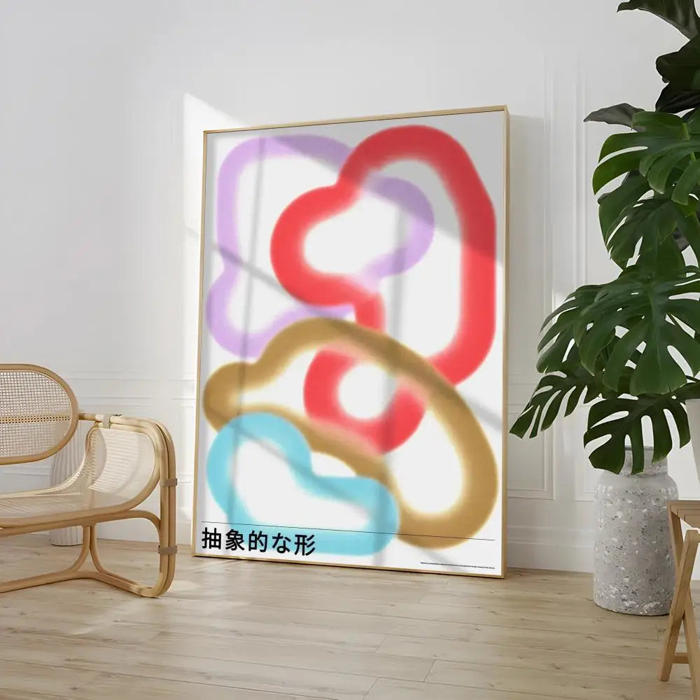 Unframed Modern Colorful Wall Art Japandi Abstract Shapes