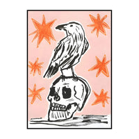 Gothic Raven Skull Wall Art Unframed Canvas