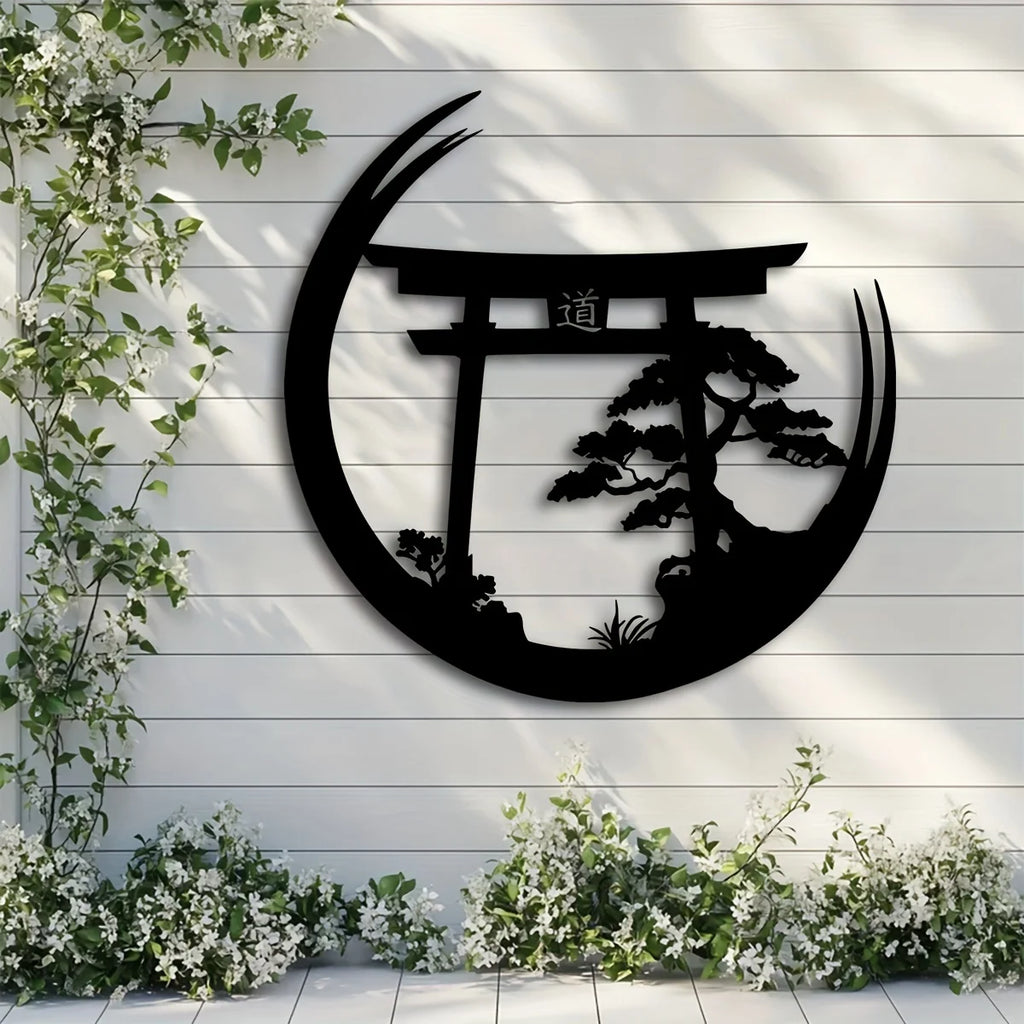 Wall Art Iron Metal Bonsai Tree & Torii Gate