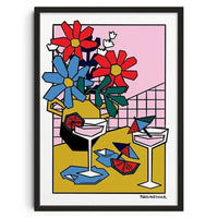 Geometric Cocktail Wall Art Poster Retro Abstract Canvas Print