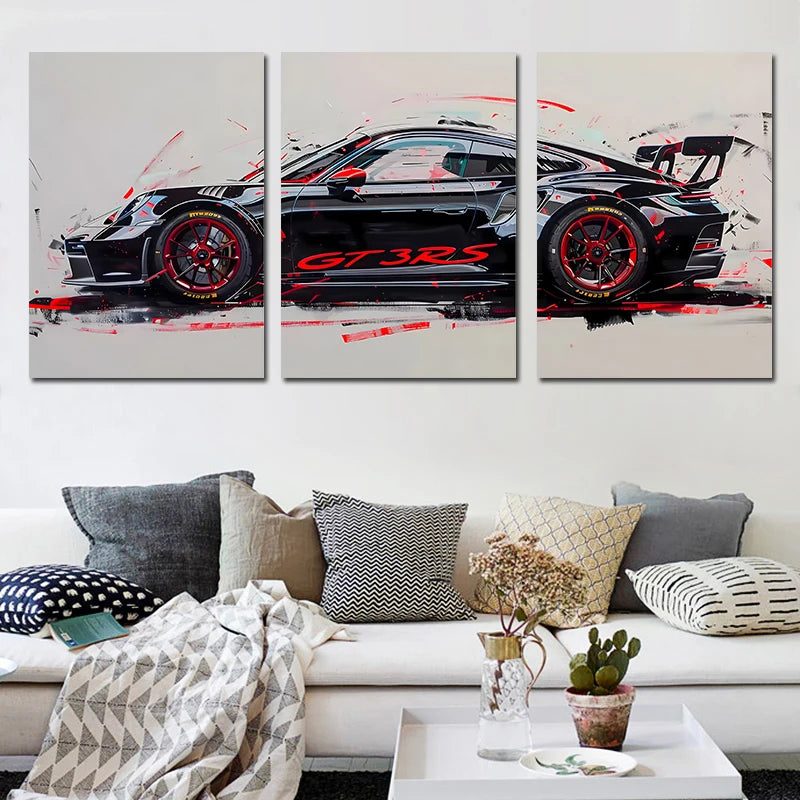 Red Wall Art GT3 RS Supercar Canvas Print