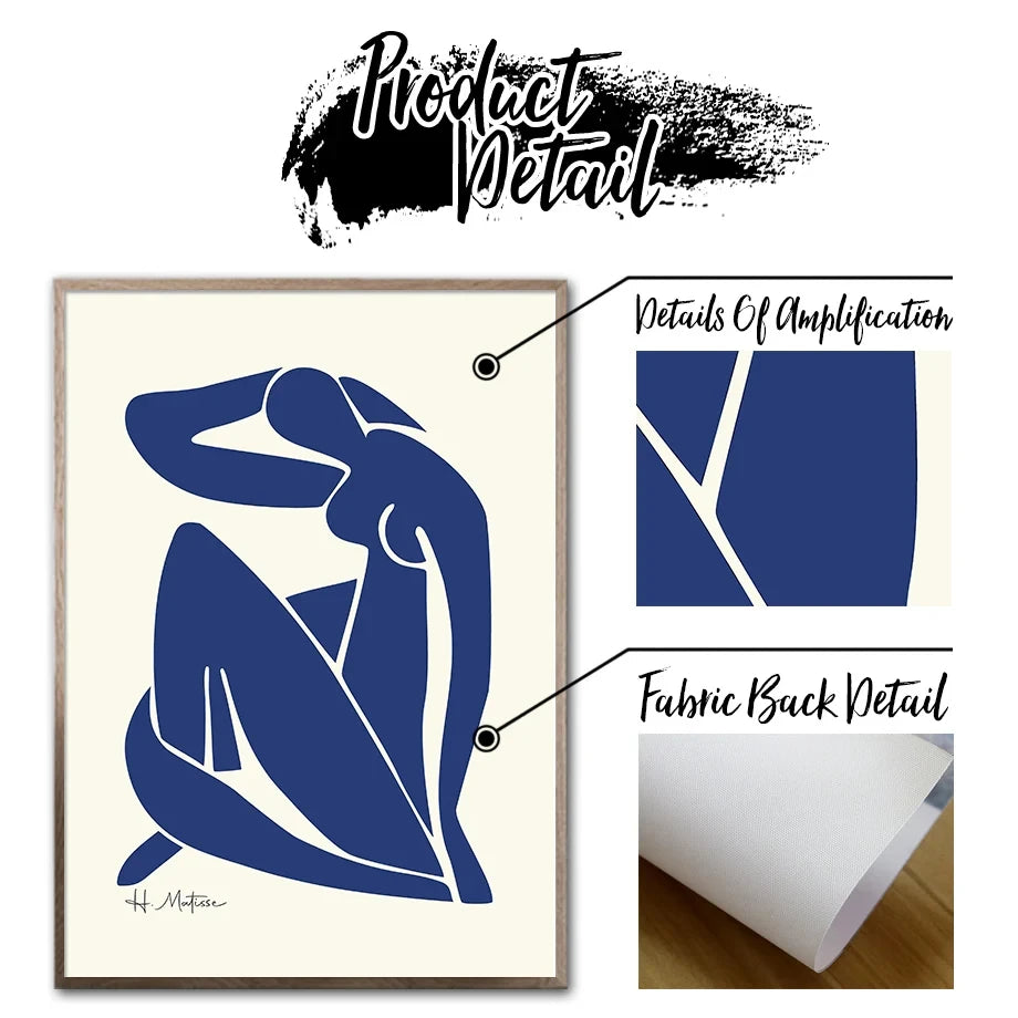 Modern Wall Pictures Matisse Inspired Blue Abstract Figure