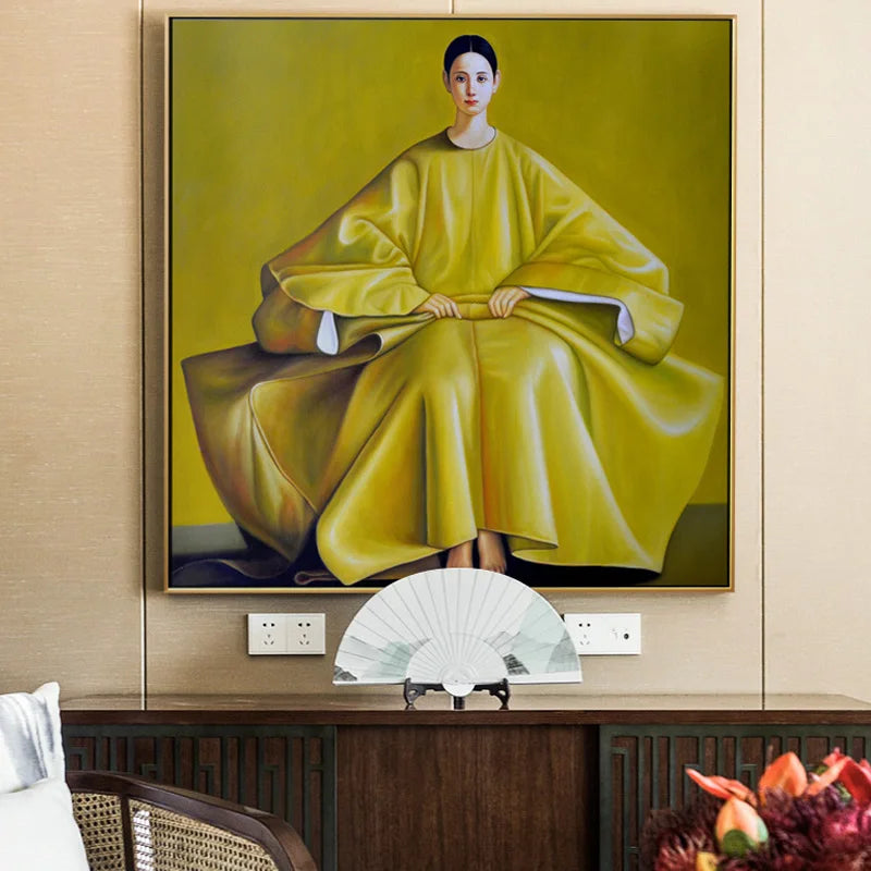 Yellow Portrait Wall Art East Asian Woman