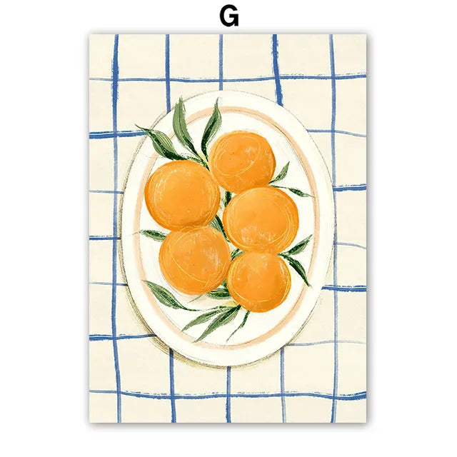 Kitchen Art Wall Decor Unframed Orange Fruit Still Life