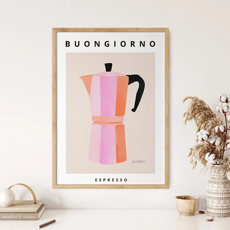 Italian Kitchen Wall Art Buongiorno Espresso Moka Pot