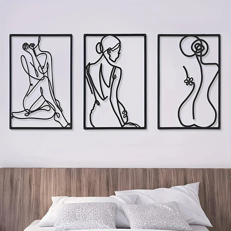 Bedroom Abstract Art Metal Female Silhouette