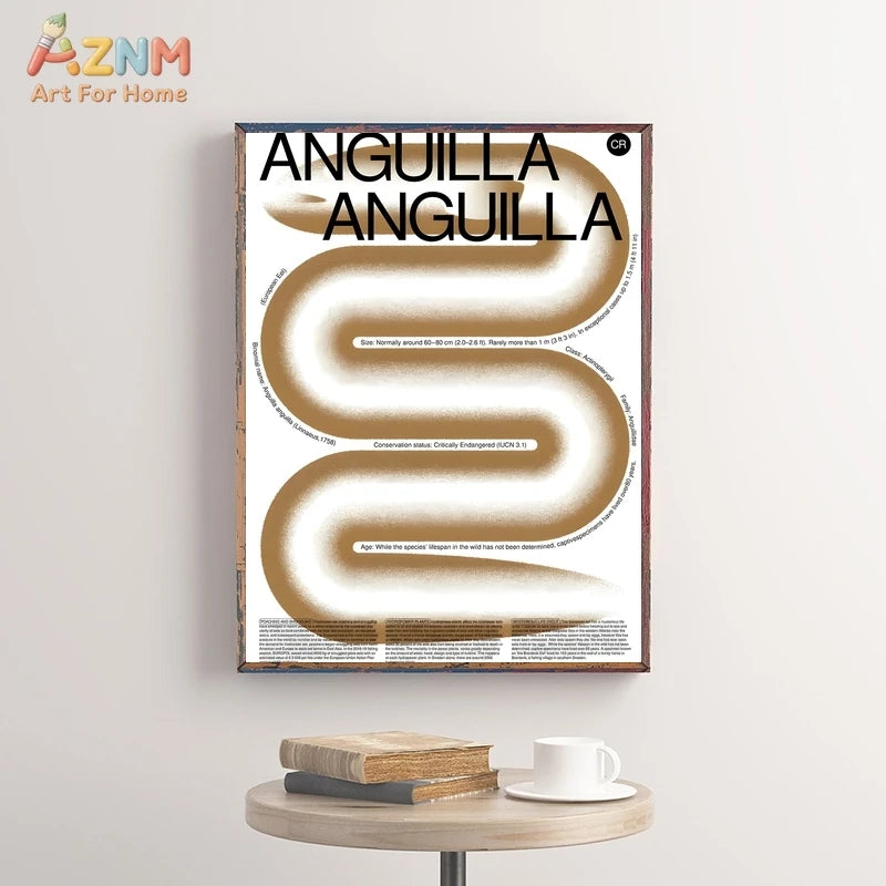 Wall Art All Seasons Unframed Canvas Anguilla Eel Scientific Poster