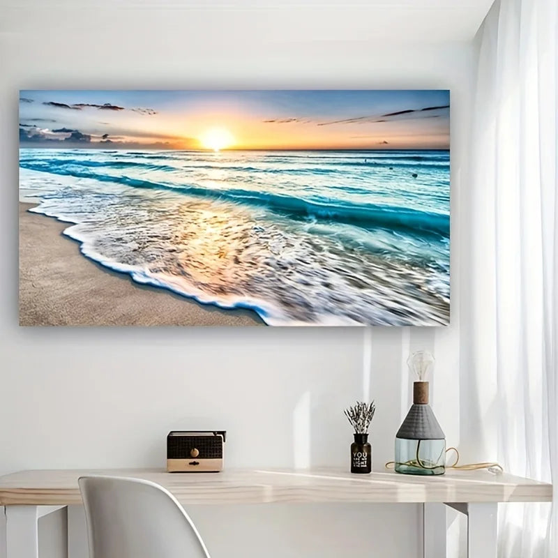 Wall Art Canvas Beach Sunset Unframed