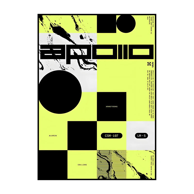 Geometric Space Wall Art Unframed Apollo 11 NASA Theme Abstract